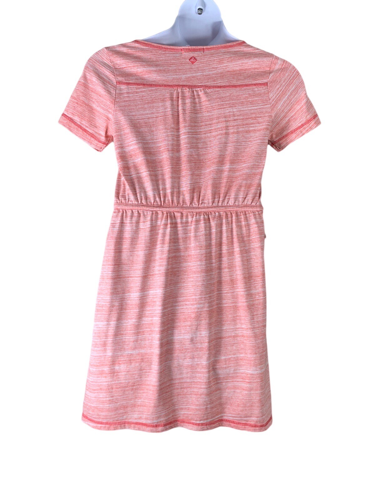 Prana Dress Size Small Heathered Pink Peach Short Sleeved Tie Waist Womens