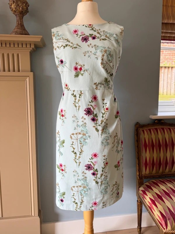 Phase Eight Pale Aqua Blue Cotton Smart Floral Shift Dress UK12
