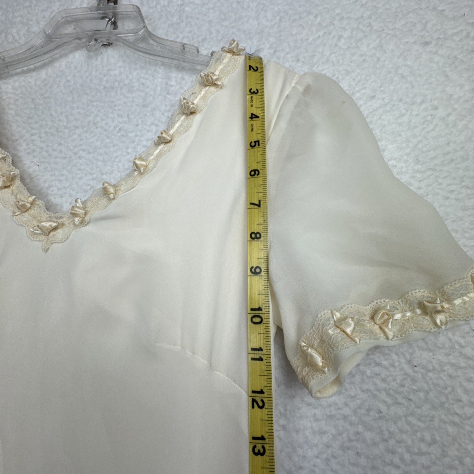 Women’s Ivory Cream Lace Bead Accent Maxi Dress Cottagecore Bridal Elegant