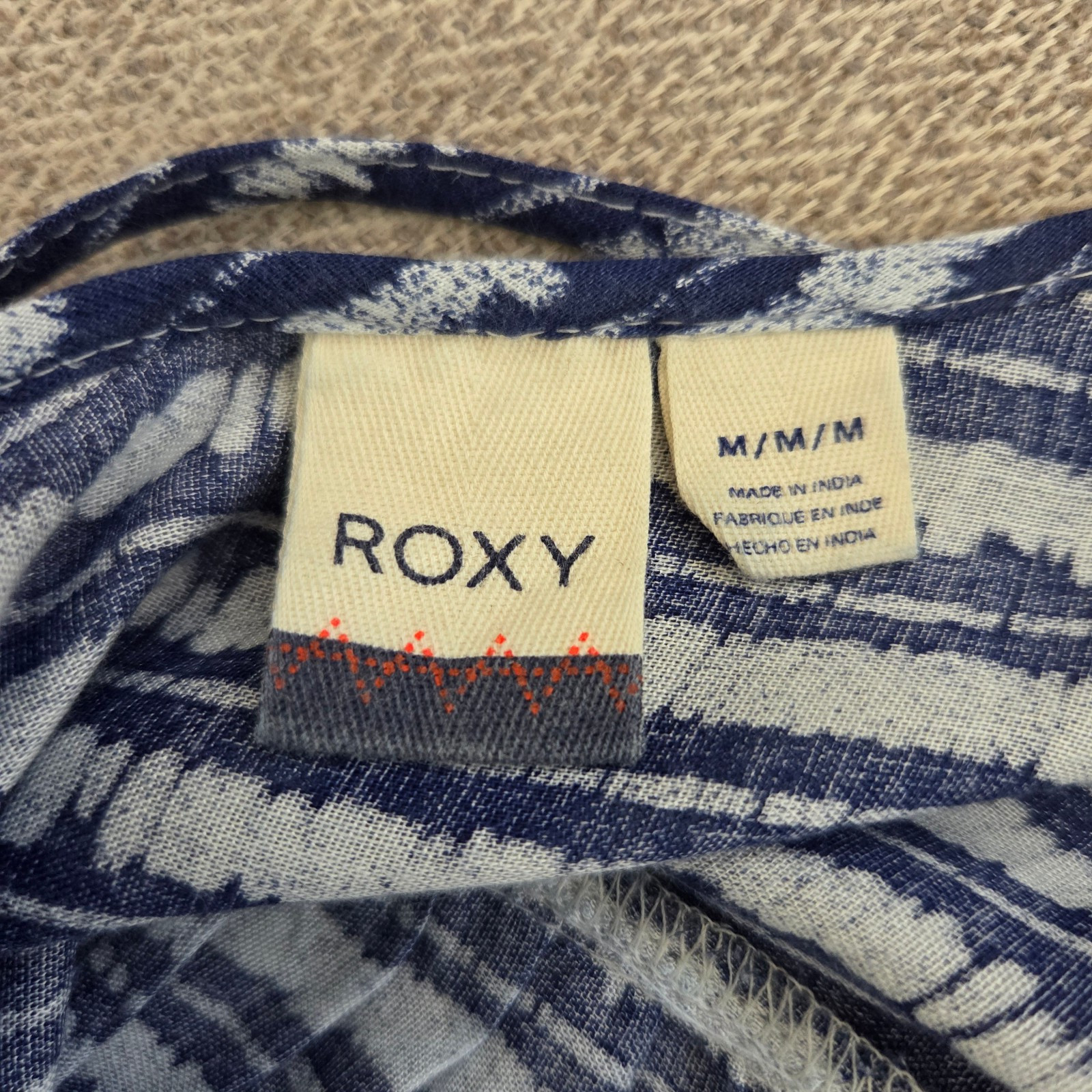 ROXY Dress Juniors Medium Blue White Sundress Cover Up Mini Summer Short