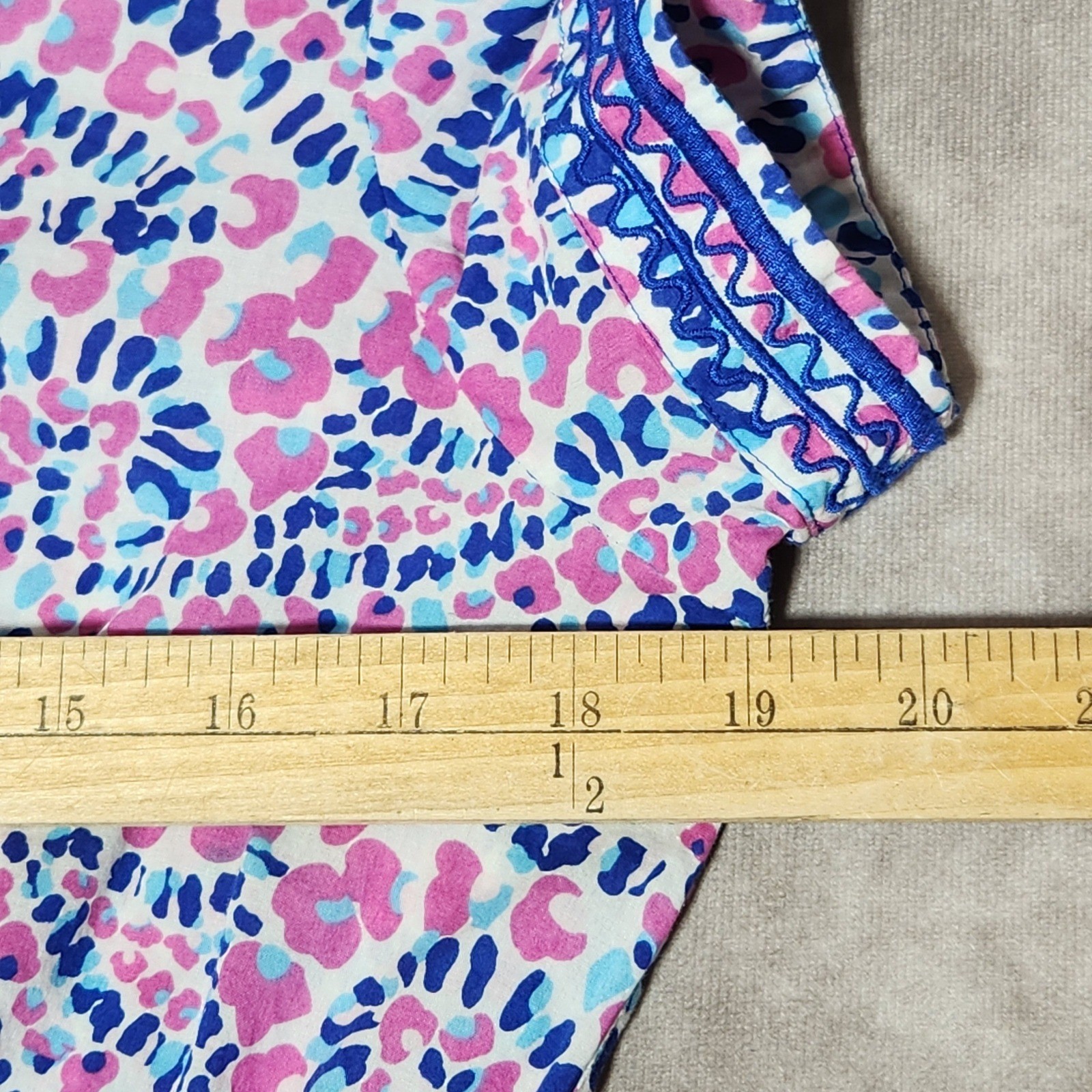 Vineyard Vines Womens Pink Blue Abstract Print Cotton Tunic Dress Small Ric-Rac