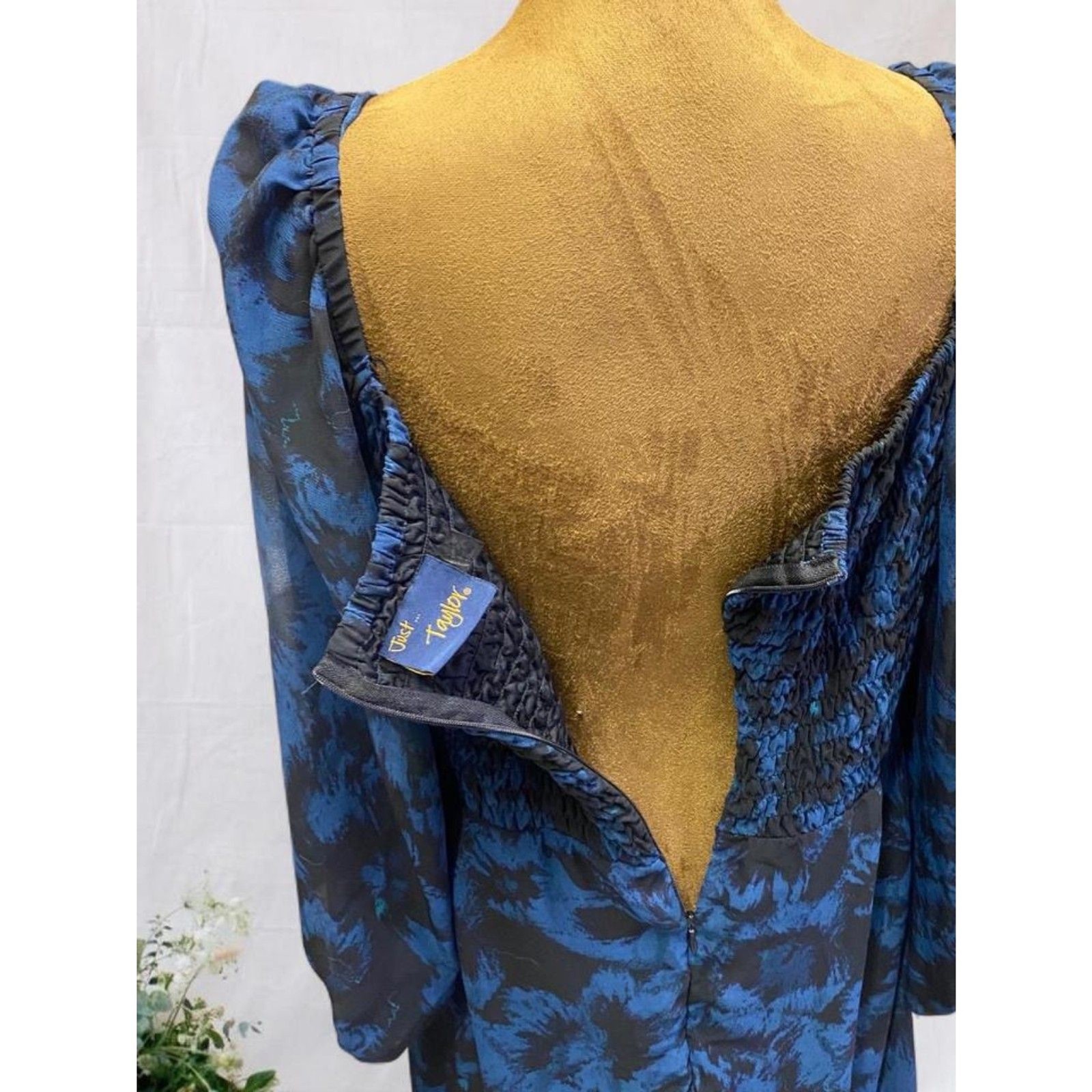 Bohemian Cottagecore Feminine Romantic Black Blue Floral Long Sleeve Maxi Dress