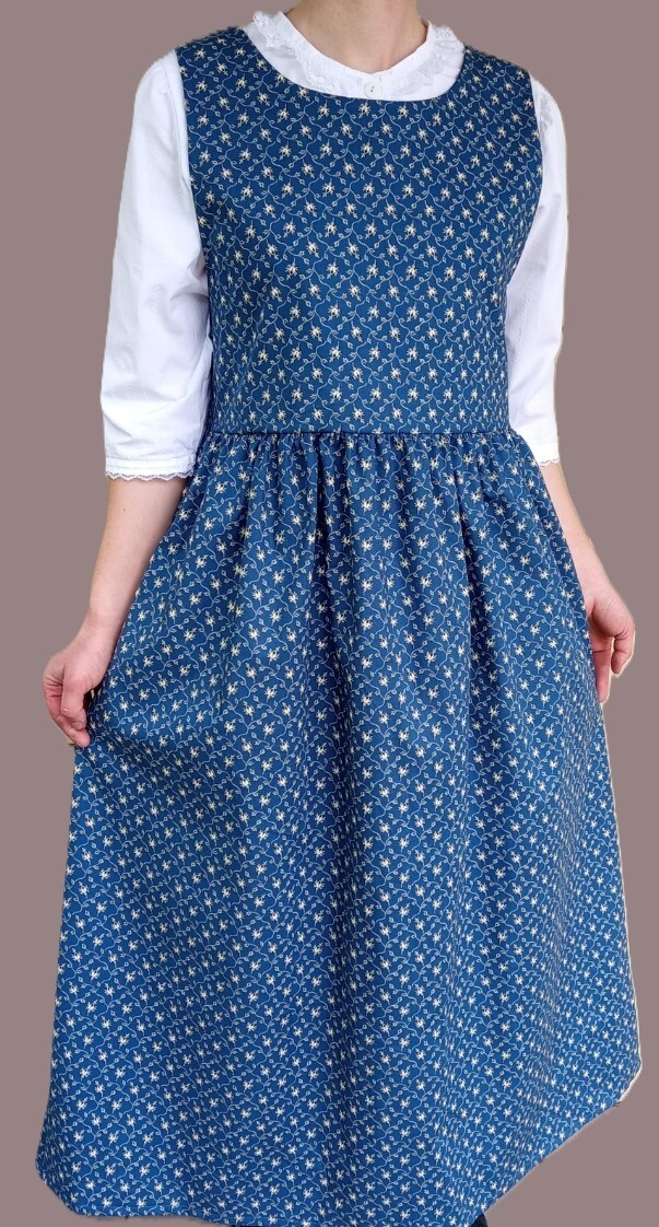 CUSTOM Ladies Plus long full jumper dress blue floral cotton S M L XL 1X 2X 3X
