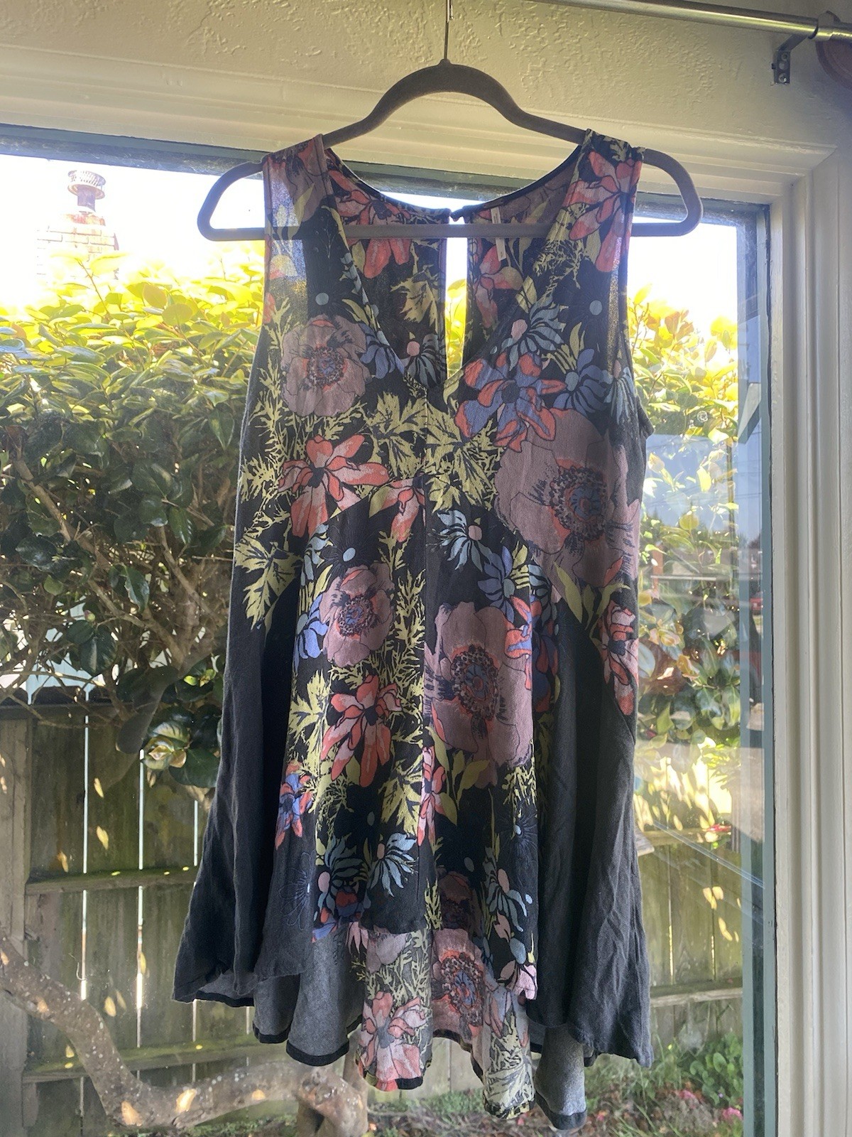 Free People Tunic mini dress floral poppies boho Small