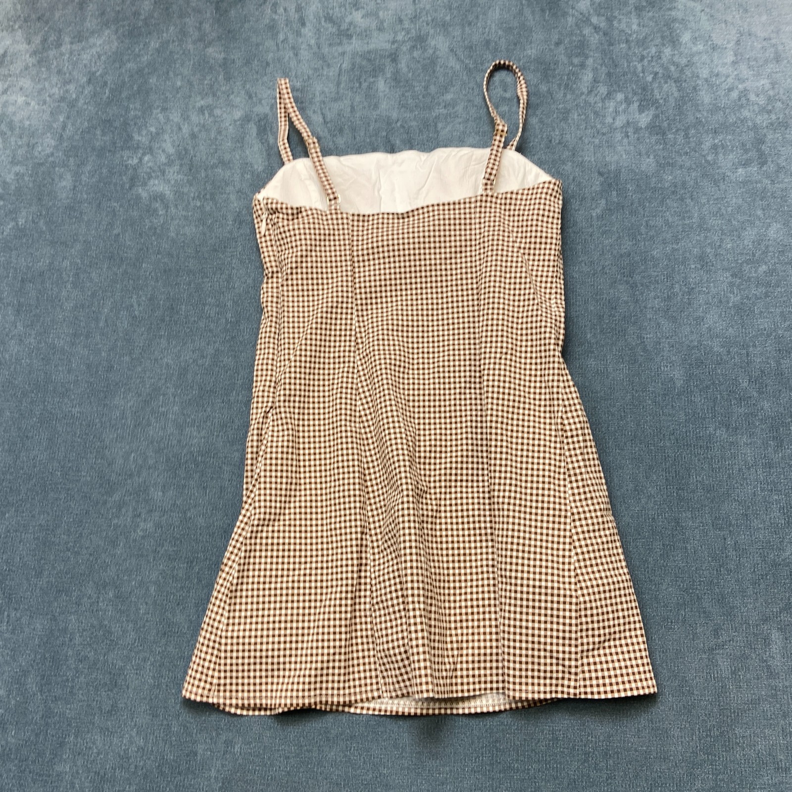 Abercrombie & Fitch Tweed Split Mini Dress Women Small Brown Lined Gingham Check