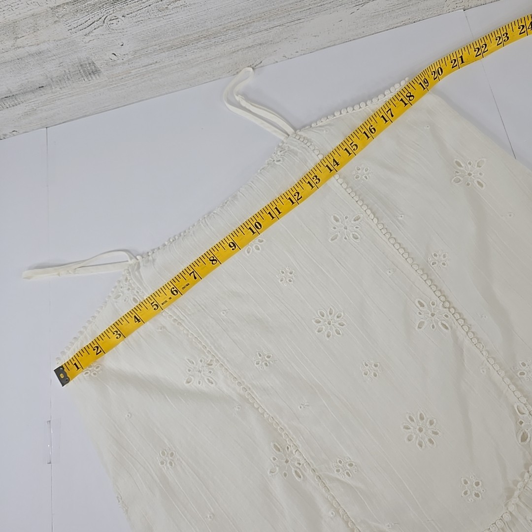 AERIE White Eyelet Embroidered Tiered Sundress SZ M Cotton Lace Trim Boho Summer