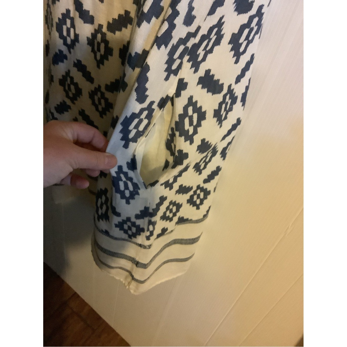 Lucky Brand Navy and Cream Geometric Halter Dress