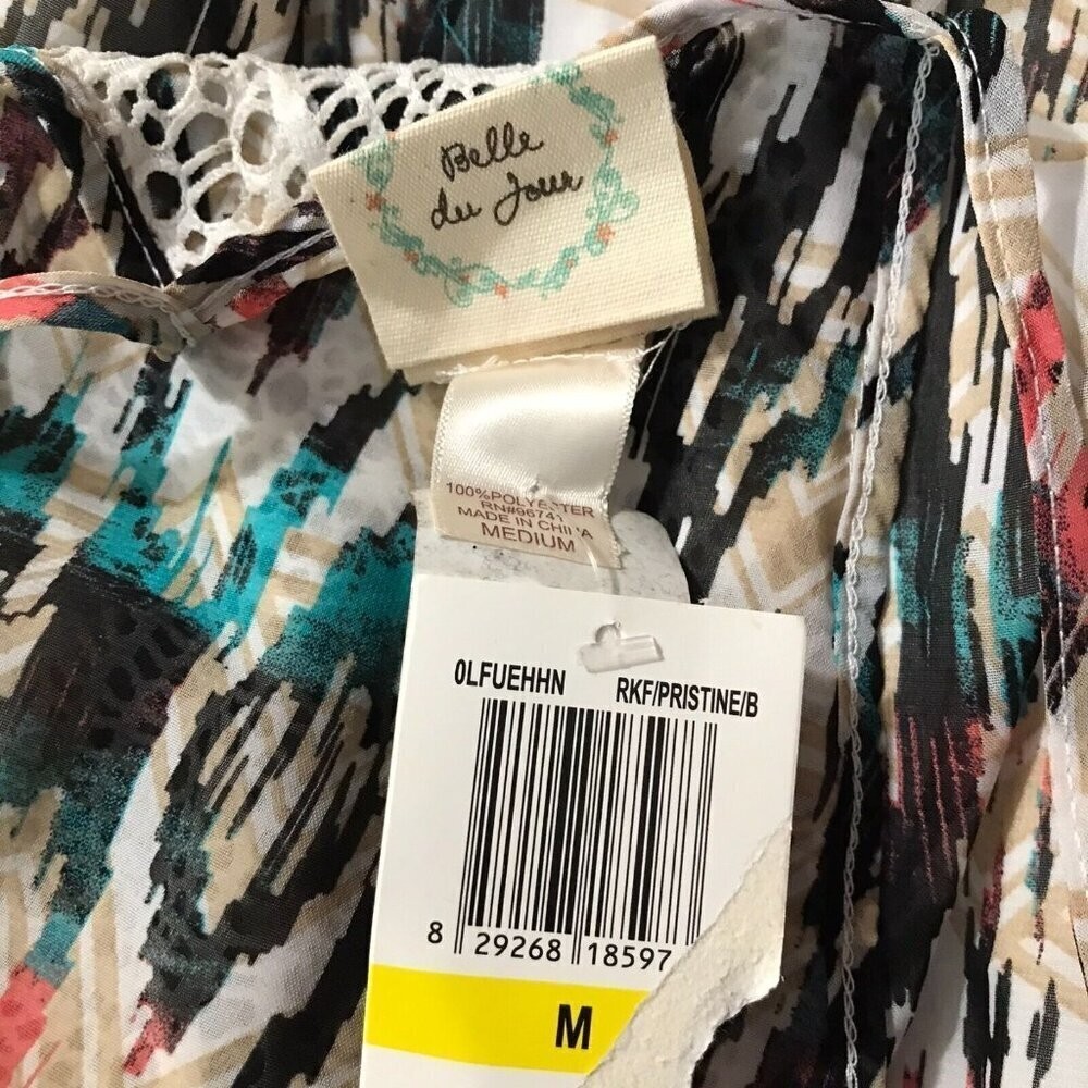 Belle Du Jour Juniors’ Multi-Color Printed Crochet-Trim Maxi Dress NWT Medium