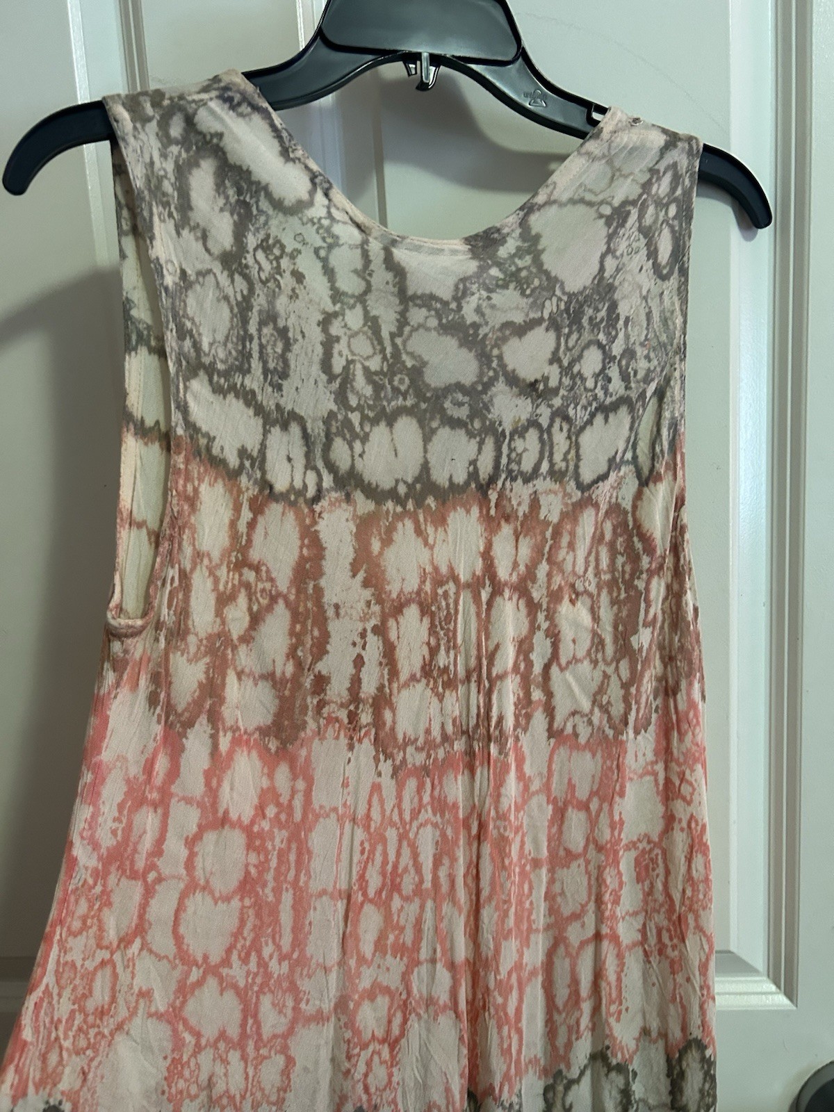 Jessica Taylor Pink Gray White Tie Dye Hi-Low Maxi Dress Sleeveless XL