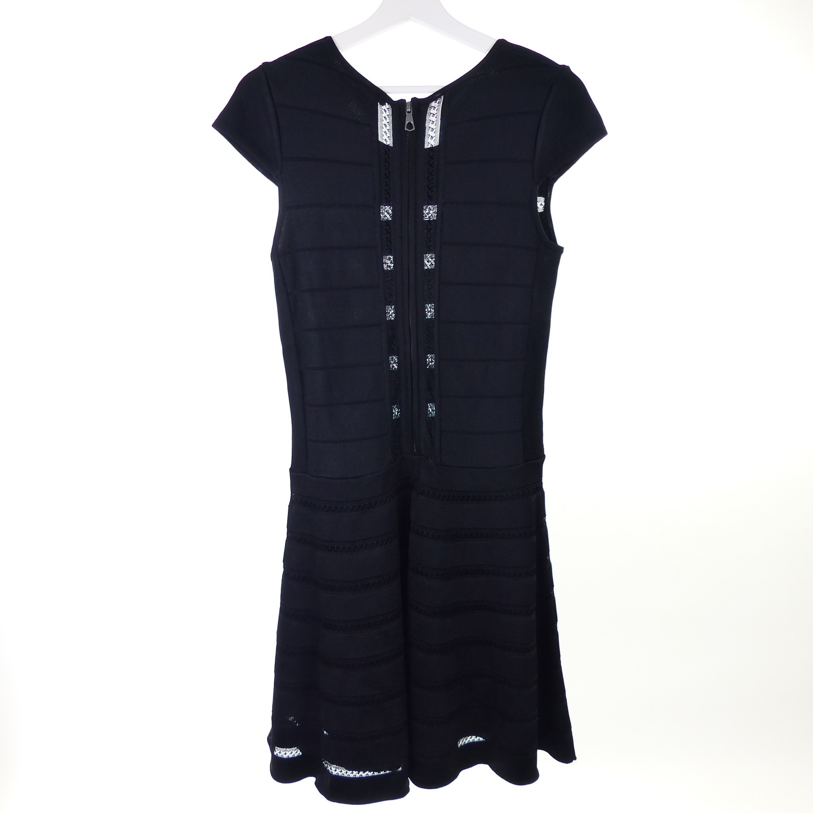 SET knitted dress eyelet pattern A-line knit dress black size 38