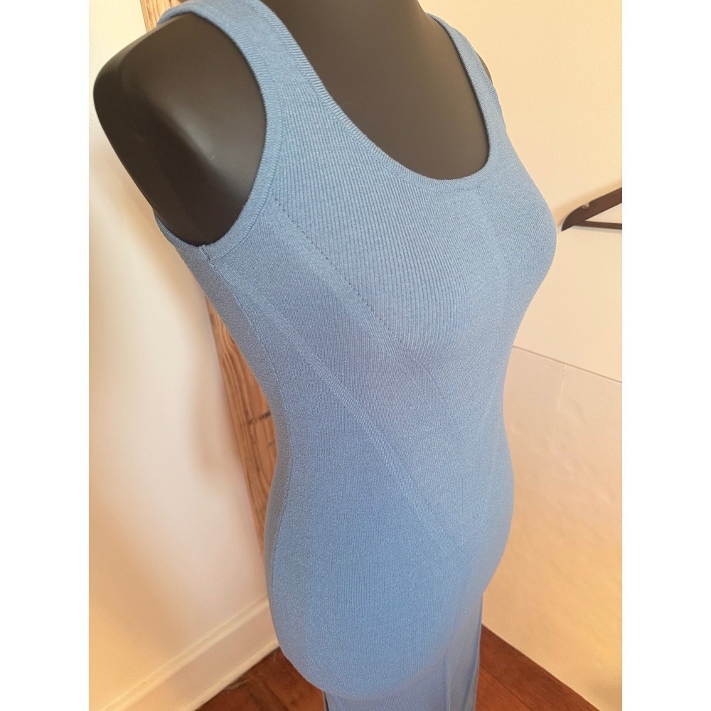 Willow & Wind Blue Ribbed Knit Tank Dress Sleeveless Bodycon Midi Size Small