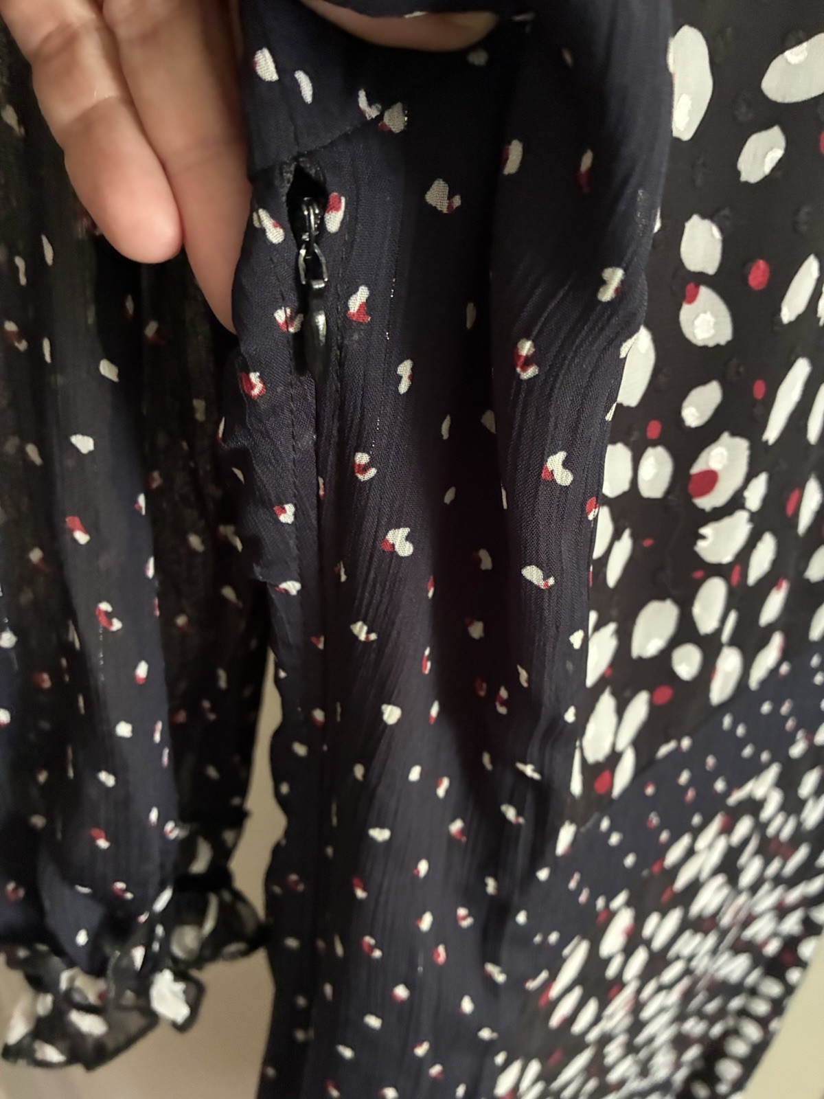 Chelsea28 Nordstrom Cottage Core Patchwork Polka Dot Print Fall Dress Midi M