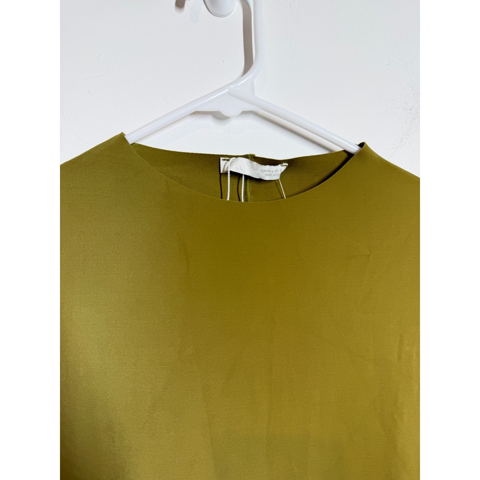 Zara Olive Green sculpting bodycon Polyamide Midi Dress size L NWOT minimalist