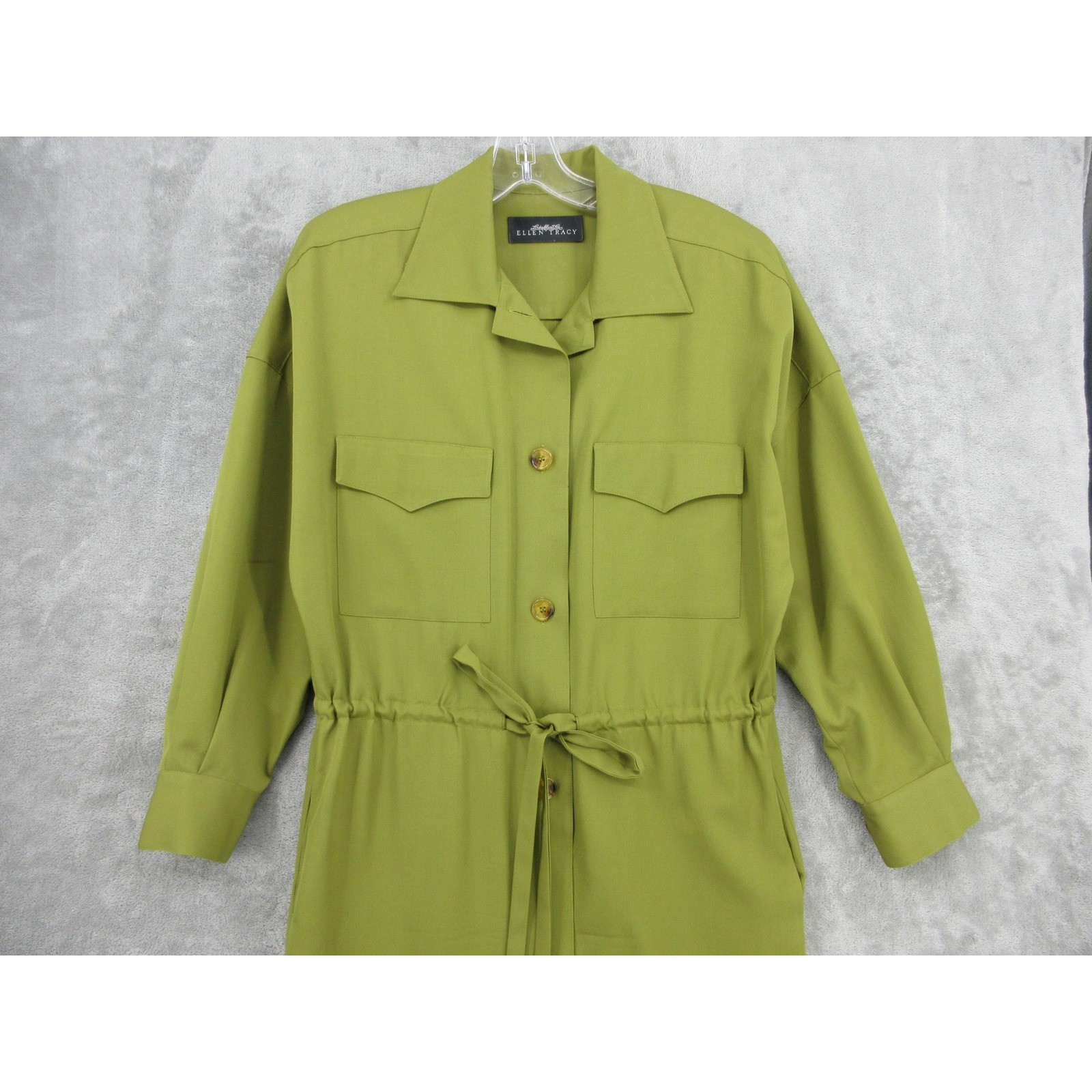 Vintage Linda Allard for Ellen Tracy Dress Womens 6 Wool Button Front Tie Waist