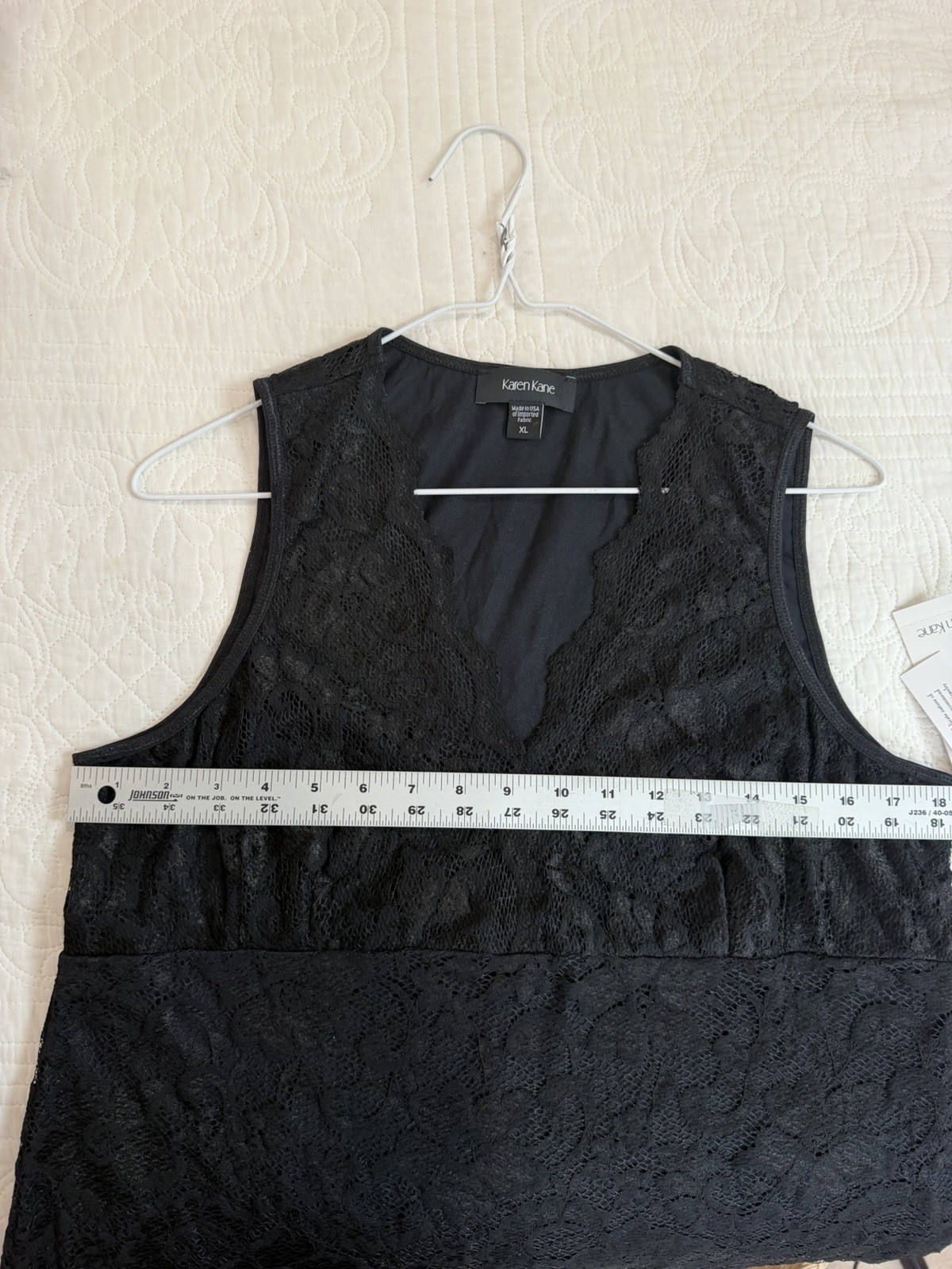 Karen Kane Black Lace Overlay Sleeveless Dress Sleeves Cocktail Midi Women’s XL