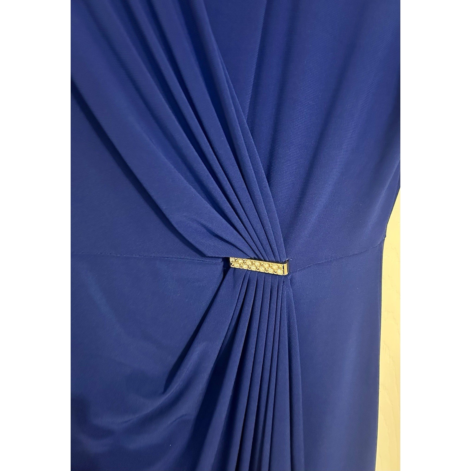 Emma & Michele Royal Blue Faux Wrap Maxi Dress Gold Hardware Accent Size S