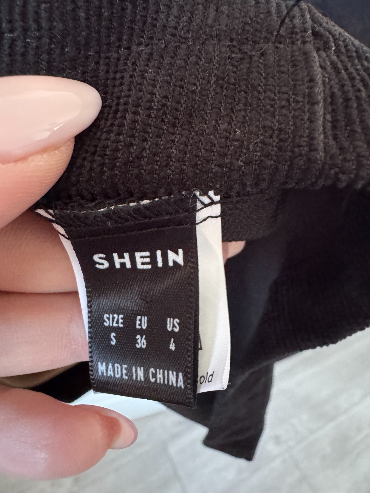 SHEIN Black Corduroy Pinafore Dungaree Mini Dress Pocket Detail S UK 8-10 B92