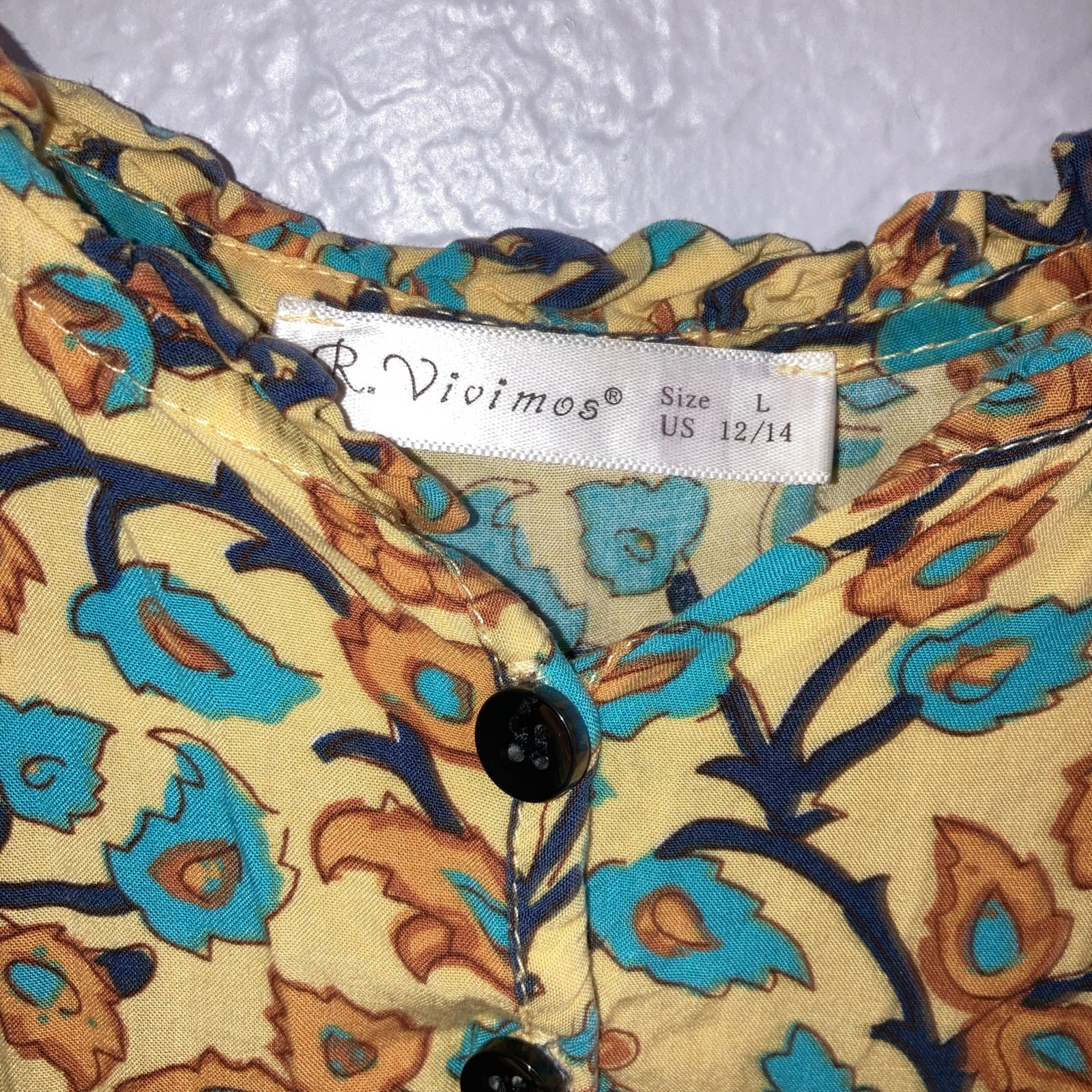 R. Vivimos Sleeveless Boho Floral Tiered Maxi Dress Indie Hippie Festival Sz L