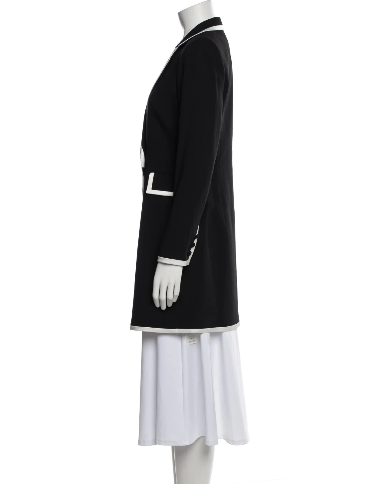 ALICE + OLIVIA KYRIE Pipe Tuxedo Coat Dress 4 Black White TRIM Pockets $495