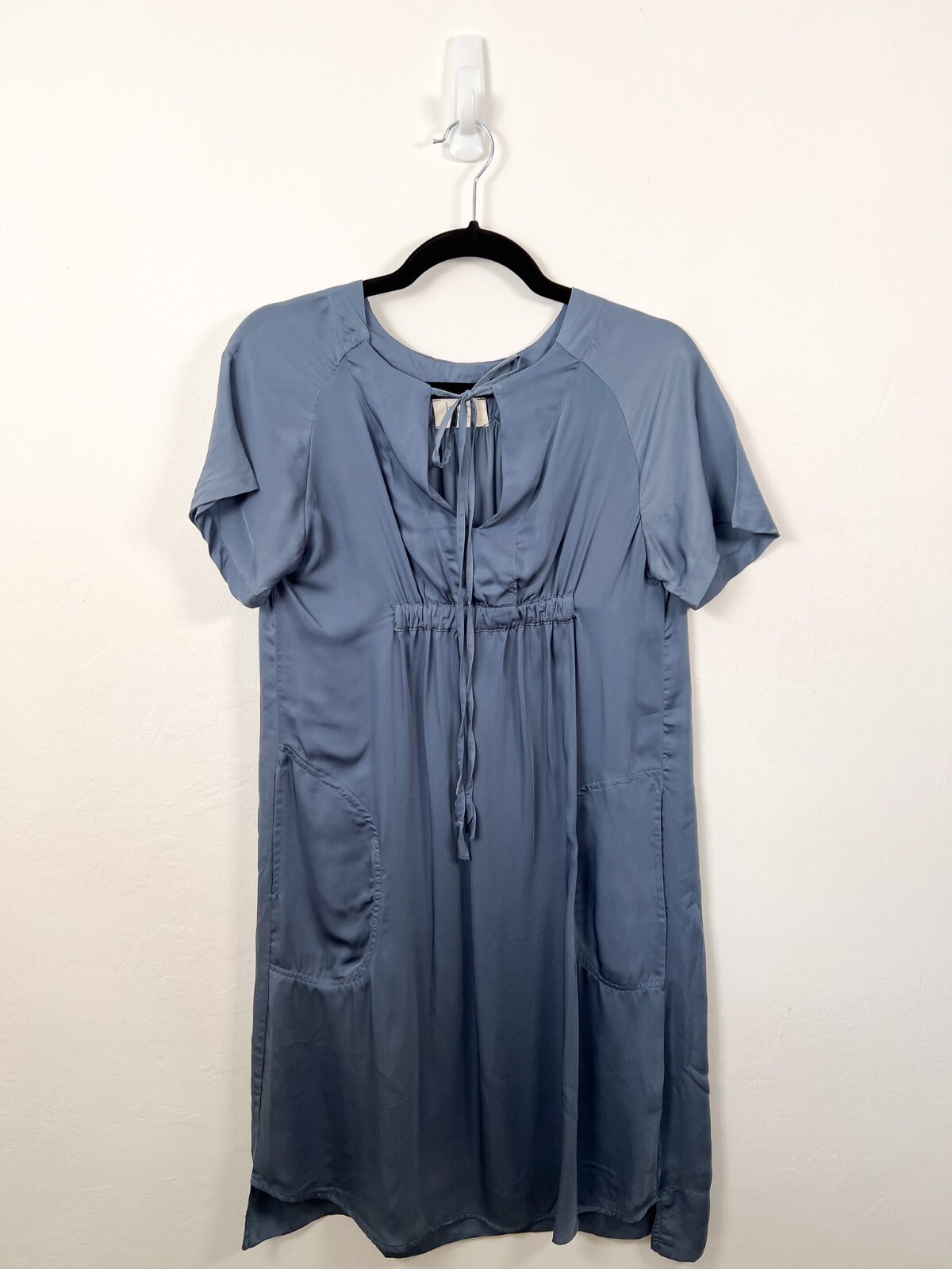 Hush Dress Extra Small Blue Grey Satin Holiday Lightweight Pockets