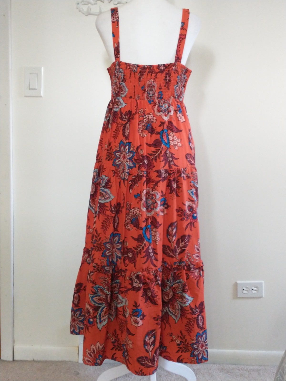 Rhode For Target Orange Boho Block Print Cotton Maxi Dress S
