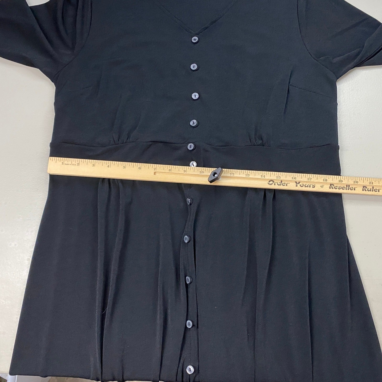 Talbots Midi Dress Womens 1X Solid Black Faux Button Front Stretch Knit Minimal