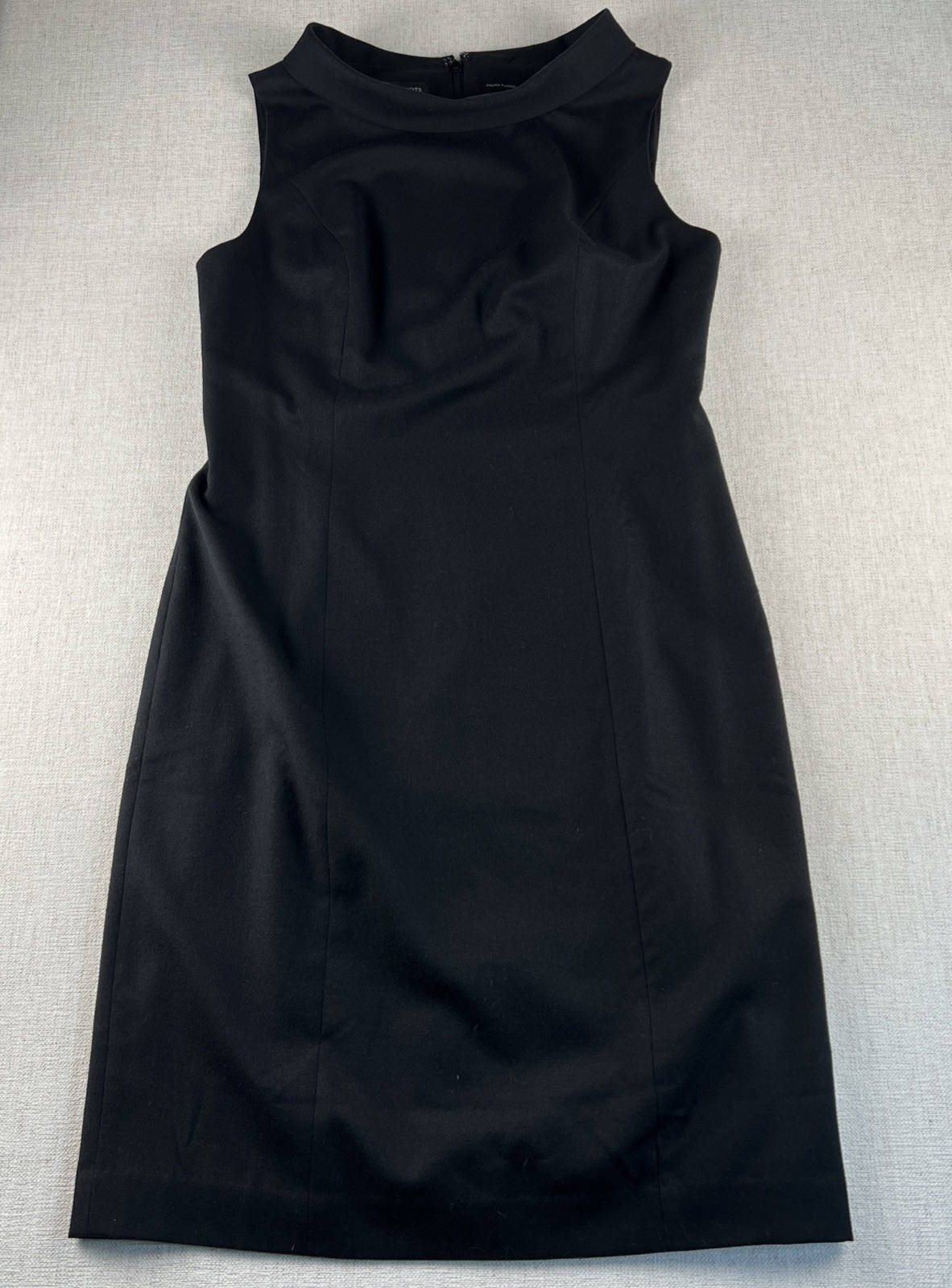 Talbots Italian Wool Flannel Sheath Midi Dress Mad Men Retro Black Size 8 NWT