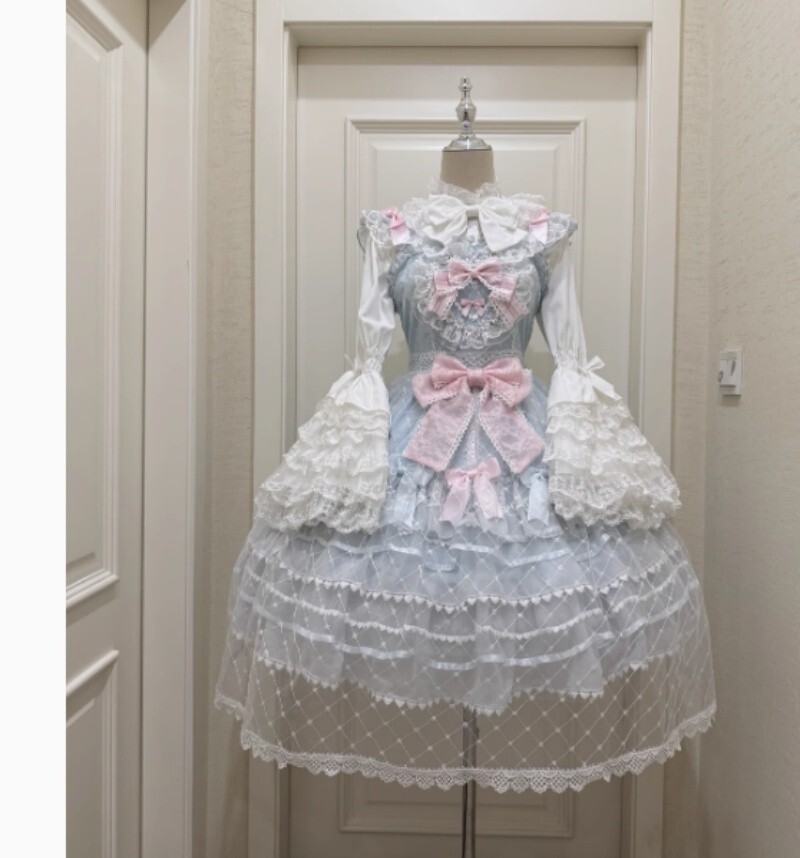 Japanese Women Lolita Party Bow Ruffle Jsk Kawaii Sweet Dress