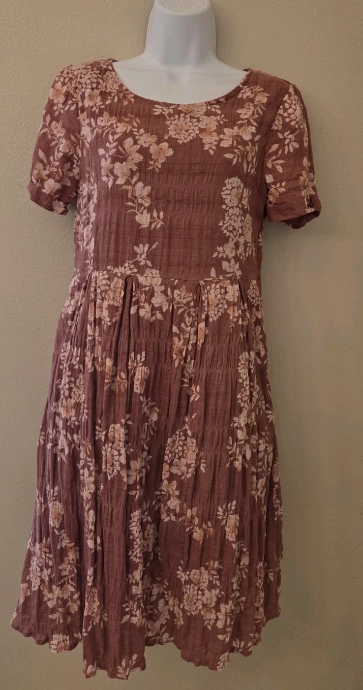 Orange Creek Dress Small Cottagecore Pockets Dusty Rose 100% Cotton Lining