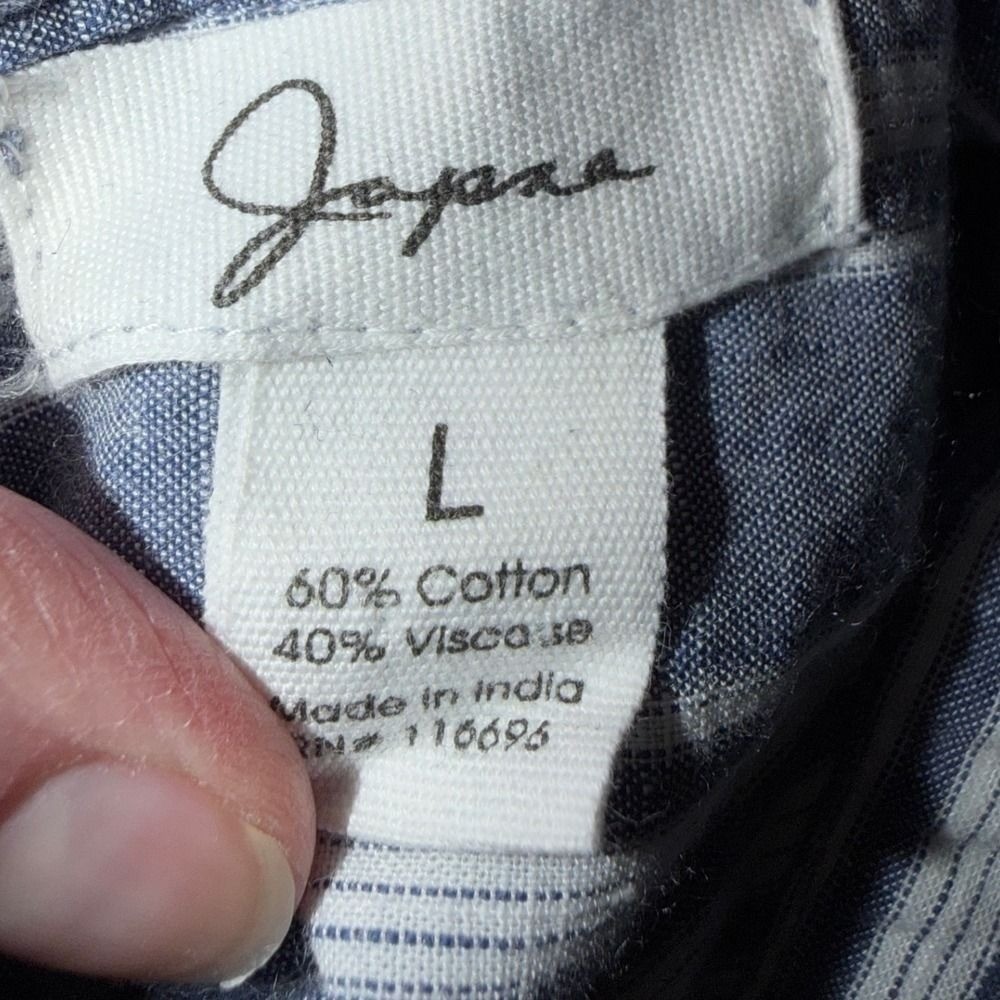 Japna Blue White Striped Button Down Shirtdress Cotton Blend Size L