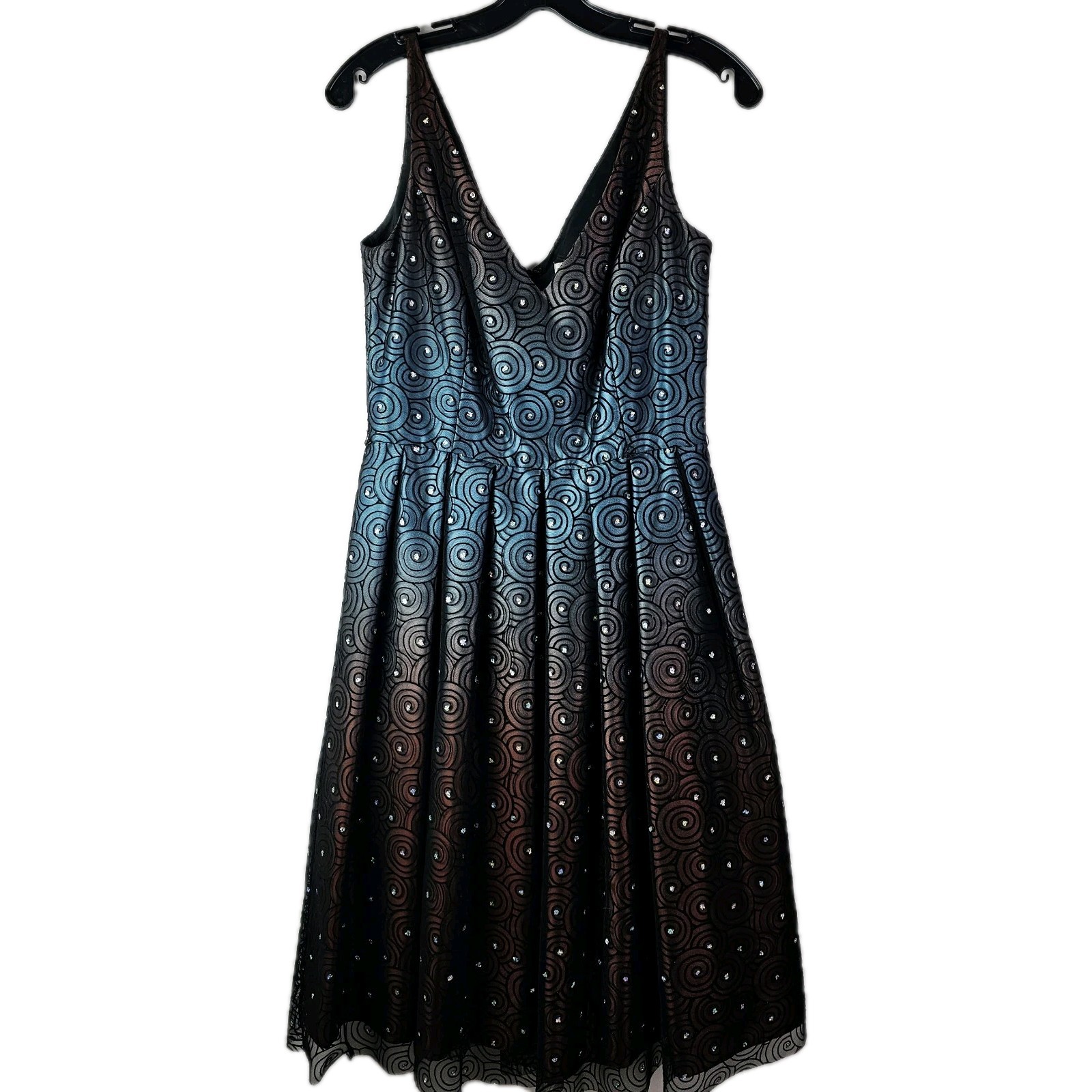 Papell Boutique Evening Dress Size 6 Tulle Fairy Whimsigoth Black Blue Prom