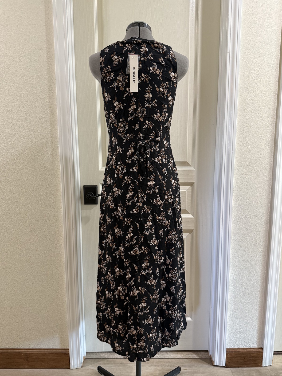 New Black Floral Midi Dress
