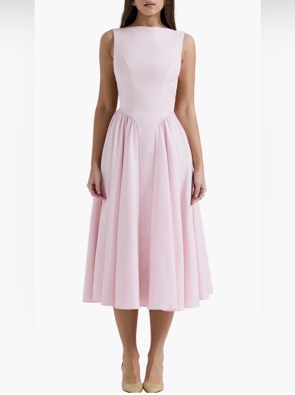 HOUSE OF CB ‘Cindy’ Ballerina Pink Twill Midi Sundress /Size S-US 4-6 /PA2042