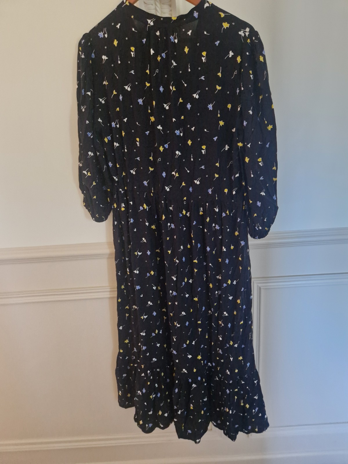Finery Dress Size 14 Black Colour Pattern Midi Long Button Up Spring Summer