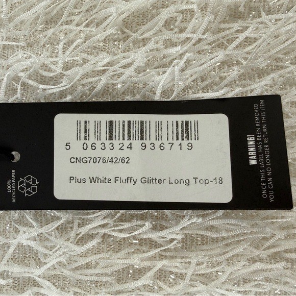 PrettyLittleThing Plus White Fluffy Glitter Knit Two-Piece Mini Skirt Set
