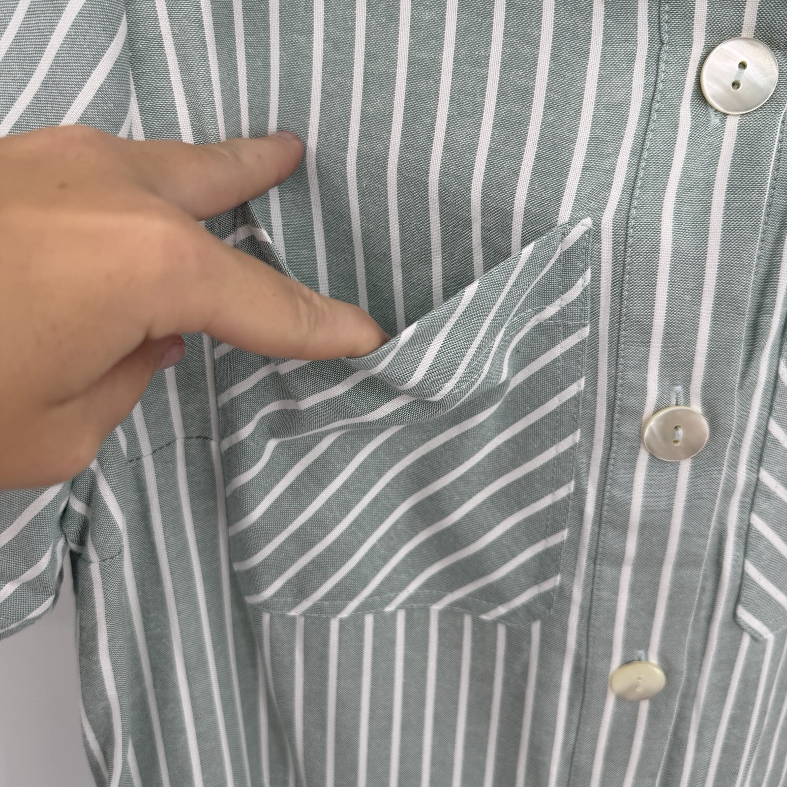 Tuckernuck Celadon Green Stripe Meryl Shirt Dress sz L NWT Fit-and-Flare Mini