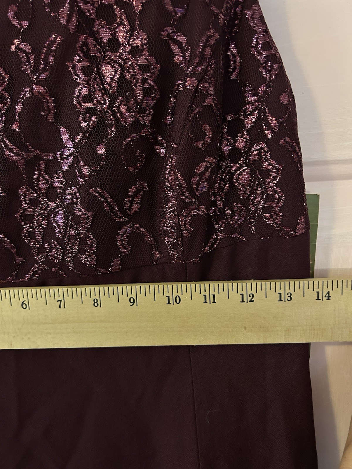 CDC Petites 8 Purple Metallic Floral Lace Sheath Dress Sleeveless Scoop Zip