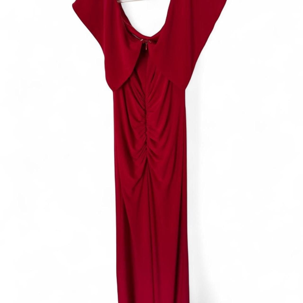 Xscape Red Off-the-Shoulder Ruched Formal Gown