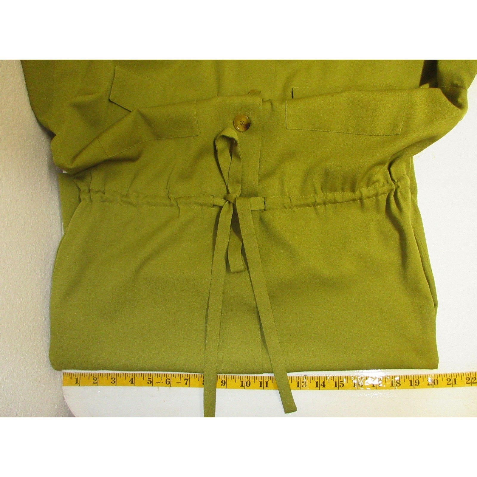 Vintage Linda Allard for Ellen Tracy Dress Womens 6 Wool Button Front Tie Waist