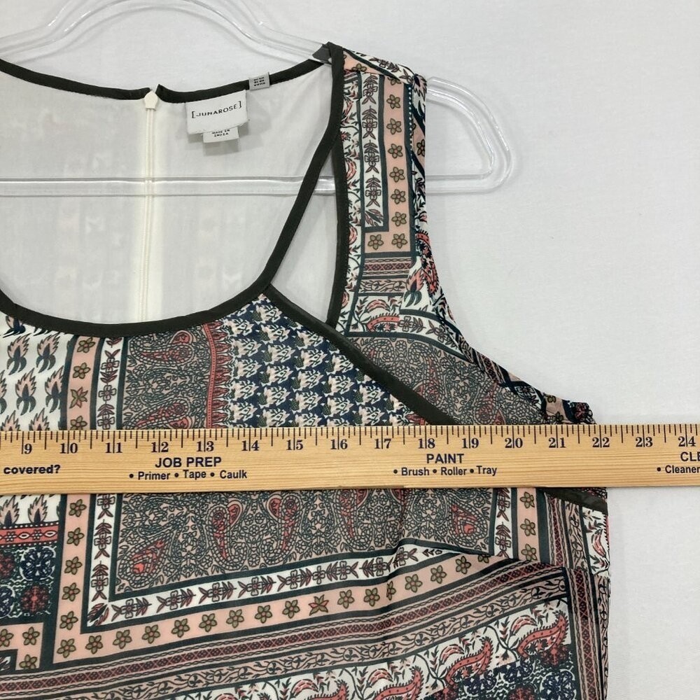 Junarose size 14 Multicolor Patchwork Boho Print Maxi Dress Feminine Vacation