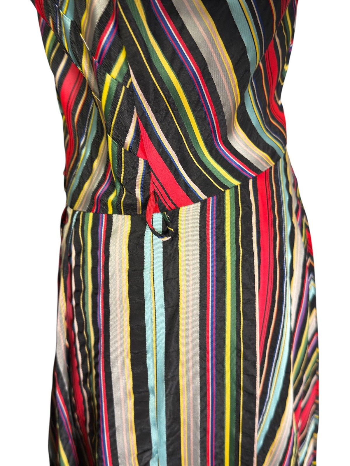 1940s/1950s Maxan Multicolor Striped Dolman Sleeve Hostess Gown – Size Small