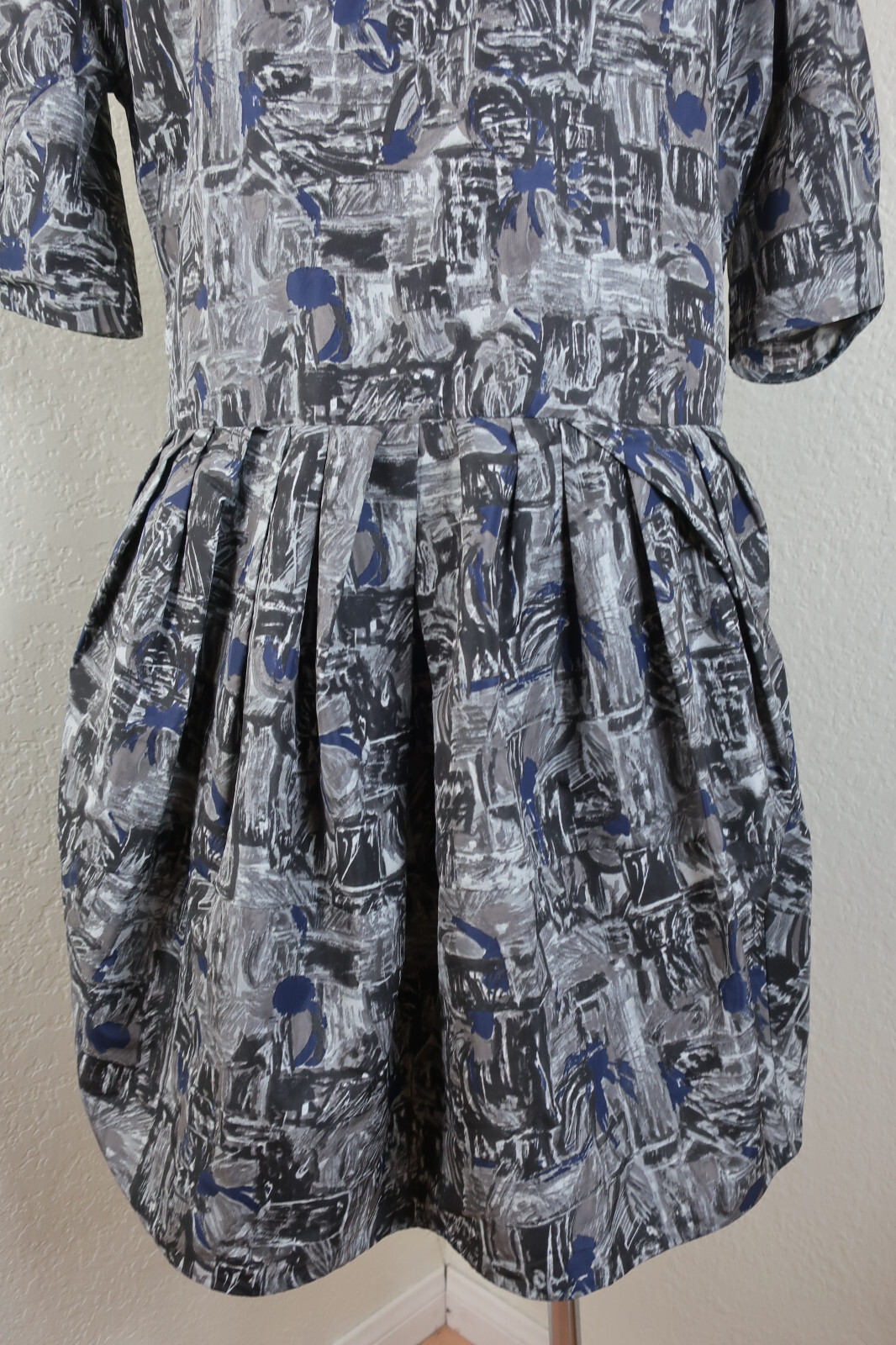 MARNI Grey Puff Sleeves Balloons Polyester Sheath Mini Dress Small Med 40 6 7 8