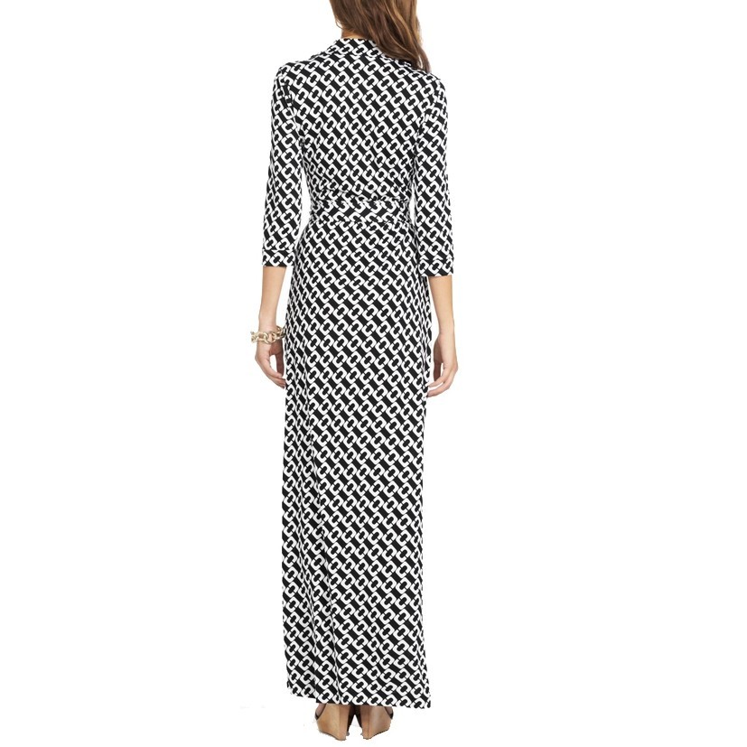 Size 2 4 DVF Diane von Furstenberg Iconic ABIGAIL Chain Link Wrap Maxi Dress