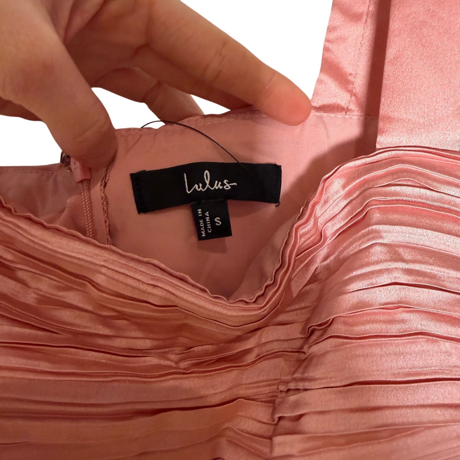 Lulus Gorgeous Purpose Pink Satin Pleated Sleeveless Bow Maxi Dress Size Sm NWT!