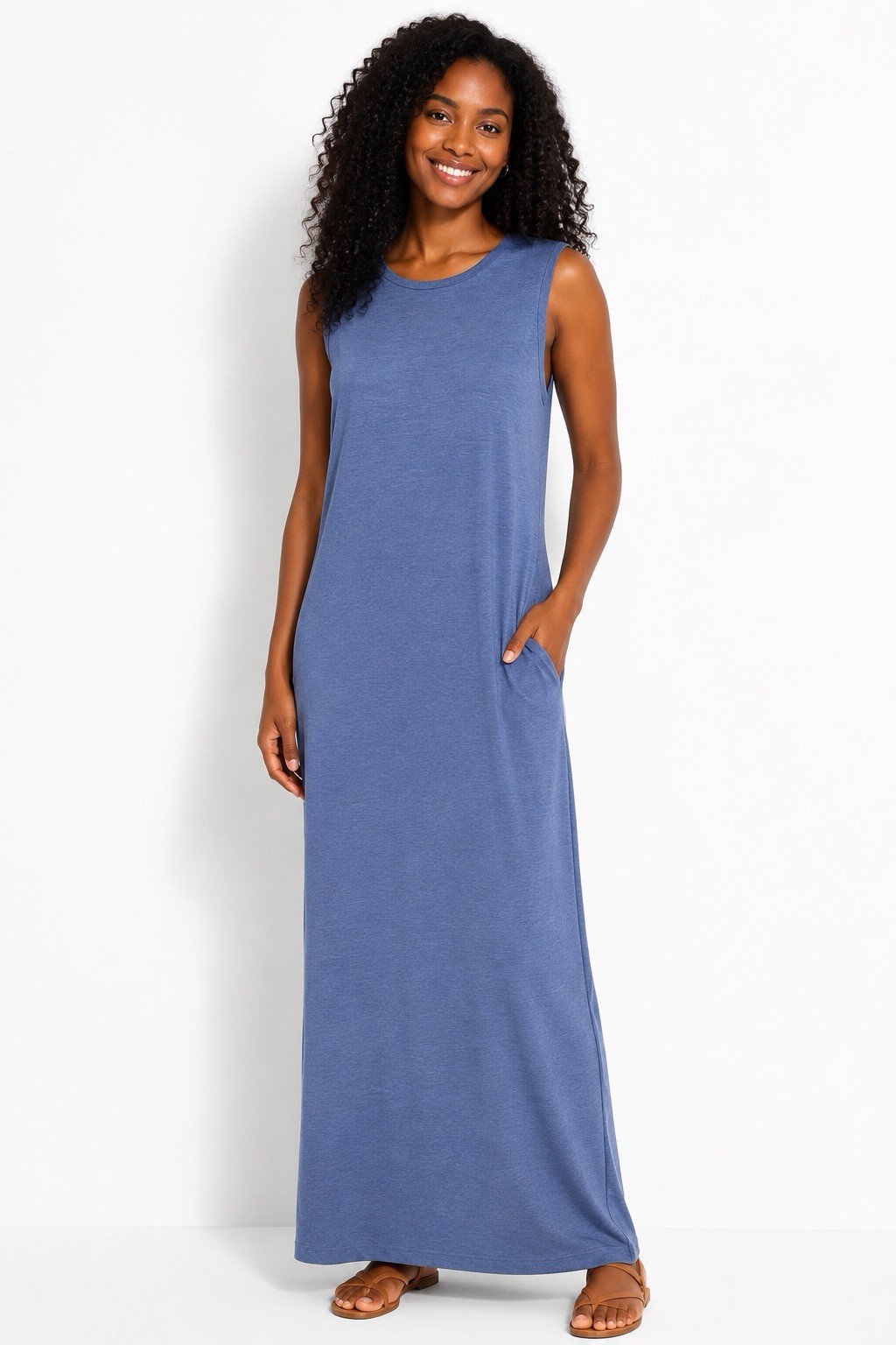 Ladies Jersey Denim Merle Colour Maxi Dress Size Small Uk 8-12 BNWT