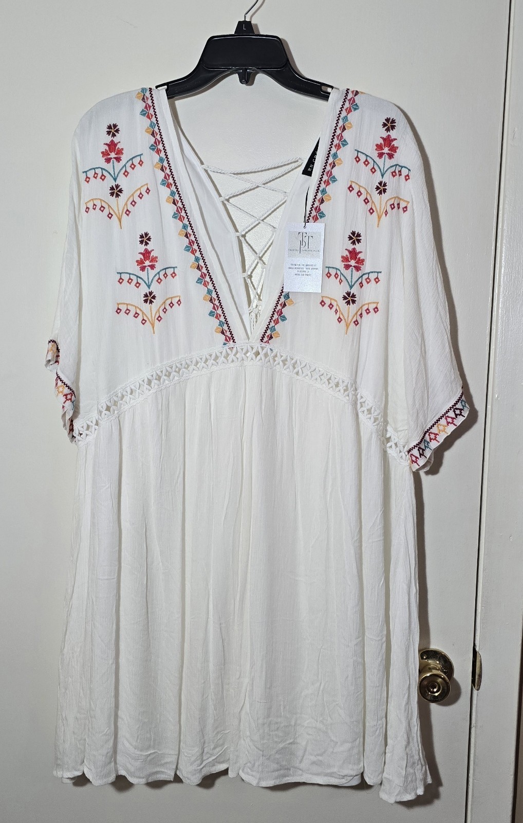 Womens Plus Size Bohemian Tunic Dress With Floral Print by En Creme