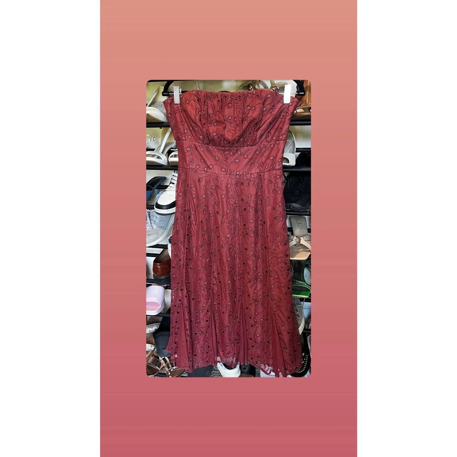 Coast Size 12 Embroidered Floral Mauve women’s strapless dress