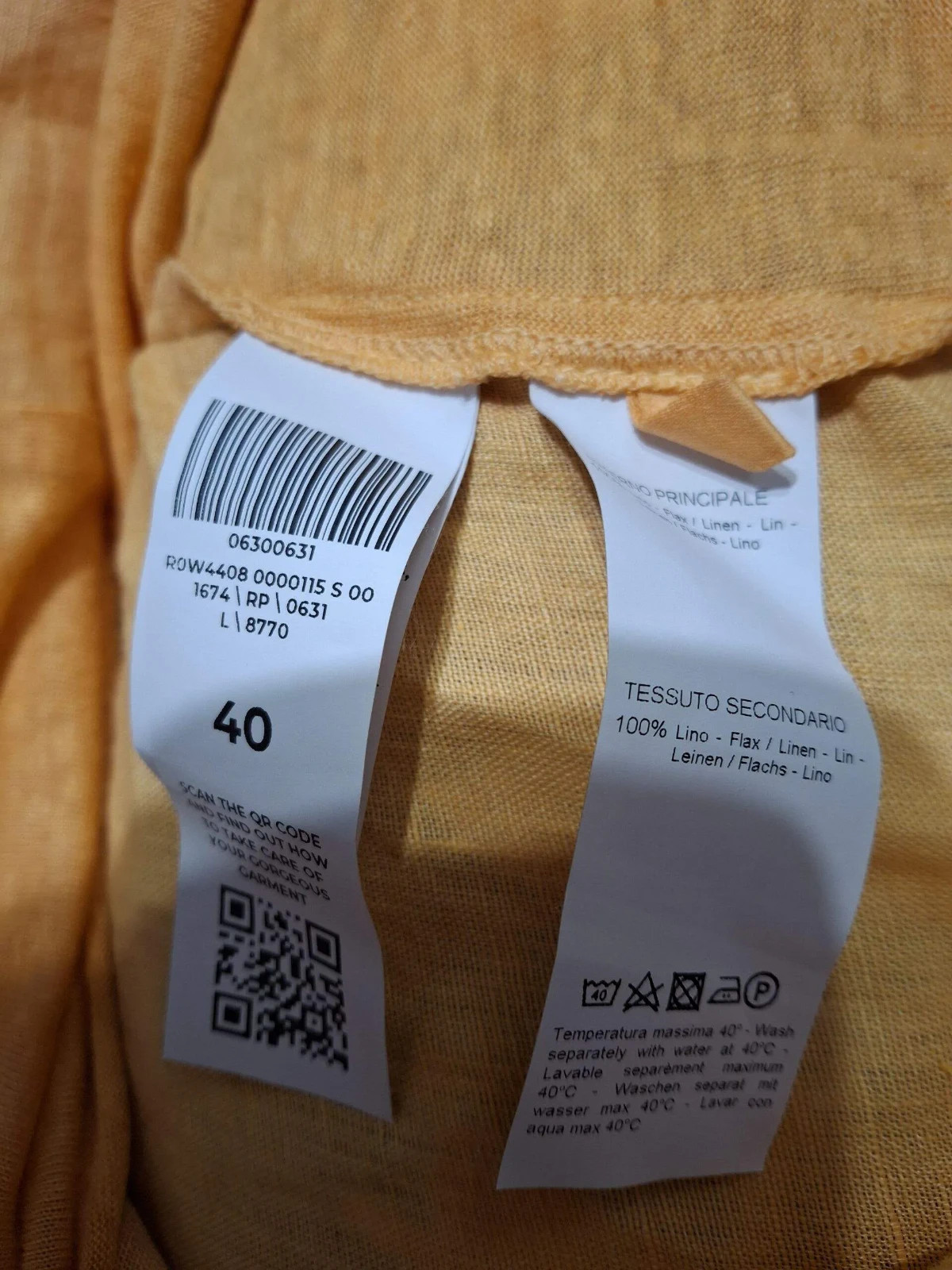 Palladium Moda Linen Midi Dress Boho Style Straight Cut Orange Summer Size M