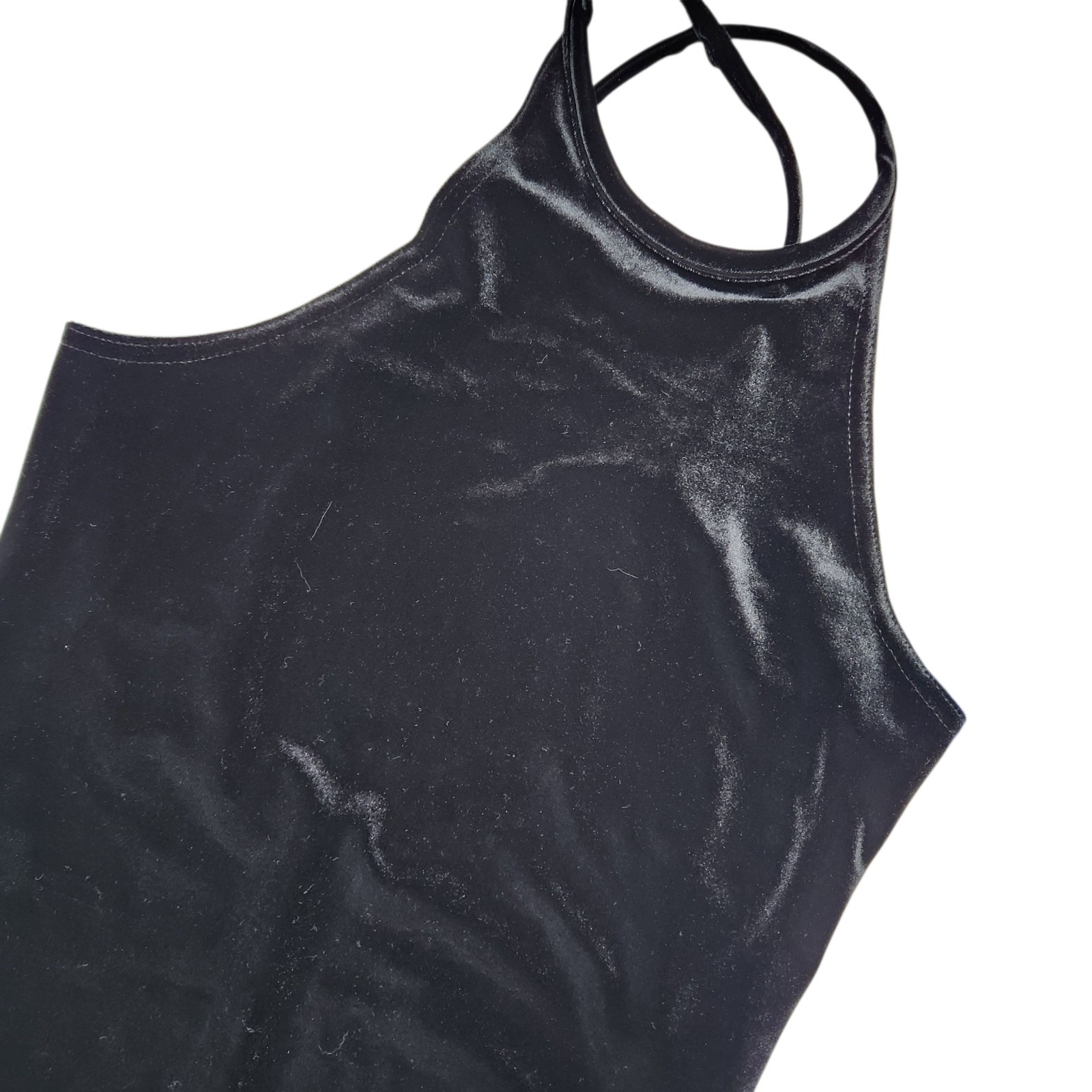 Vintage Jump Size 5 Whimsigoth Black Velvet Halter Fitted Maxi Dress Dark Fairy