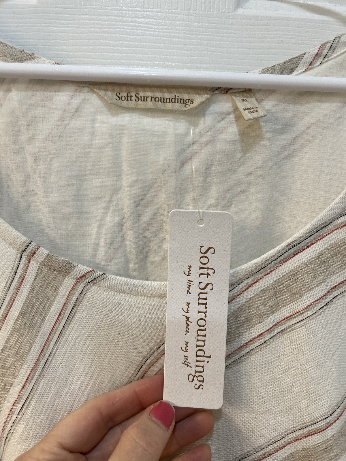 NWT Soft Surroundings Equinox Striped Linen Infused Dress XL Lagenlook Boho
